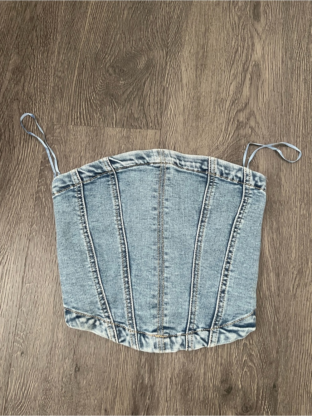Garage Light Blue Denim Corset Top - Women Jeans